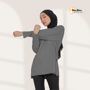 T-shirt Oversize  Lengan Panjang Kaos Slit Spandek Rayon