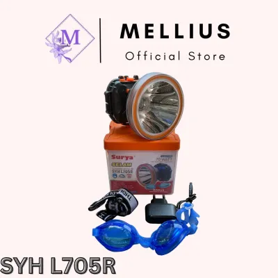 Surya Senter Kepala Selam Premium 70 Watt SYH L705R WaterProof Tahan Air Hingga 30m 70W 70Watt Isi Ulang Rechargeable Battery 10000mAh Tahan 45 Jam LED Super Terang Head Light Nyelam Diving Snorkling Mancing Laz COD Bisa Bayar di Tempat