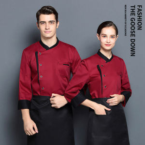 Ready to ship MALAYSIA READY STOCK Chef Uniform Shirt Jacket Hotel Chef Clothes Long Sleeve Restaurant Work Kitchen