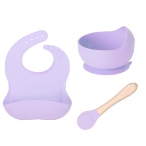 Peralatan Makan Bayi Set 3 in 1 Silikon Food Grade Tambahan Mangkok Sendok Mpasi Lengkap Perlengkapan Piring Bib Slabber Warna Anti Pecah - Slip Hindari Fouling Mangkuk Tempat Makanan Anak Baby Aman Suction Bowl Tahan Air BPA Free