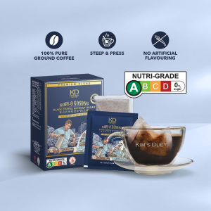 Kims Duet Kopi-O Kosong (Black Coffee without Sugar) Box of 10 Sachets