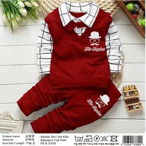 Daigo HIPSTER Stelan Anak Laki Laki Terbaru Import Baju Model Terbaru Kumis Mustache Lengan Panjang Celana Umur 1234 Tahun Gratis Ongkir