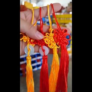 Chinese Knot Wear Jade Piece Chinese Knot Tassel Round Fan Pendant Pendant Accessories Pendant Hand-woven Home Car Decor