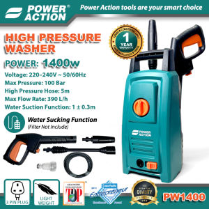 POWER ACTION PW1400 High Pressure Washer 1400W 1 Year Warranty 100 Bar Water Jet Cleaner 5m Hose for Car & Motorcycle Waterjet / Mesin Cuci Kereta Cuci Motorsikal Air-Cond services / Car Wash / 高压洗车机