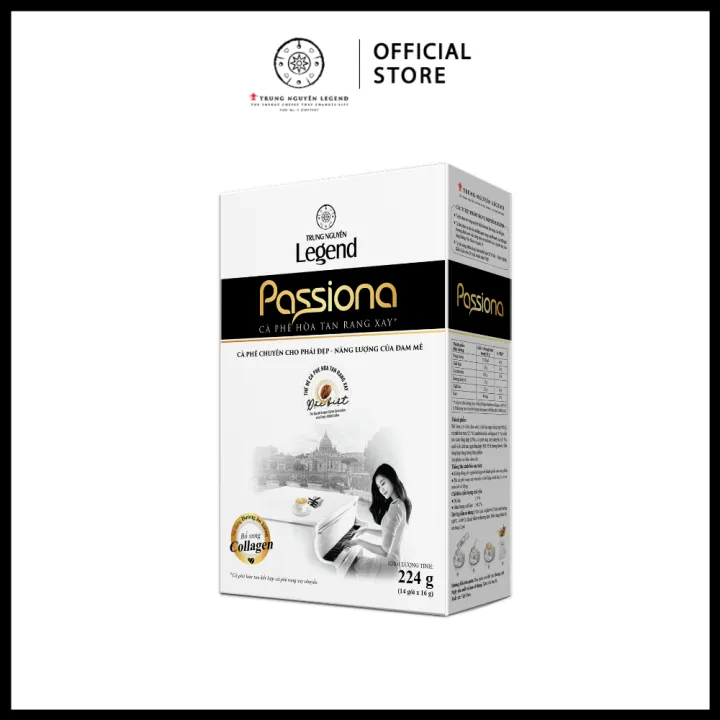 Trung Nguyên Legend - Cà phê sữa hoà tan rang xay Passiona 4in1 ( bổ sung Collagen) - Hộp 14 gói x 16gr
