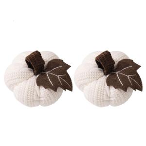 Festival Knit Pumpkin Ornaments Fall Harvest Decorations For Fireplaces Windowsill Table Display 2pcs