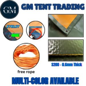 3ft x 6ft  6ft x 6ft  6ft x 8ft  15ft x 20ft s200-0.6mm thick