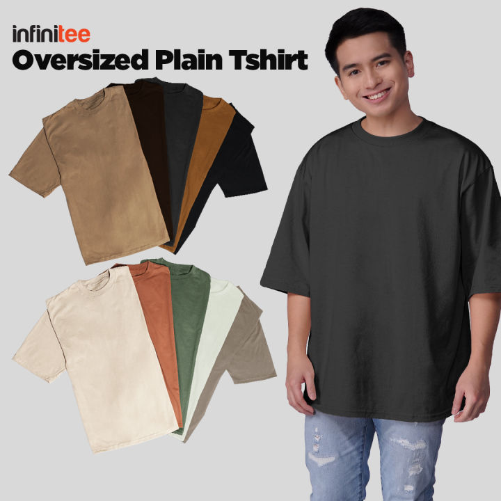 Infinitee Oversized Shirt For Men Khaki Tan Clay Green Brown Mocha Caramel  Black loose fit plain tshirt oversize over sized t shirt round neck crew