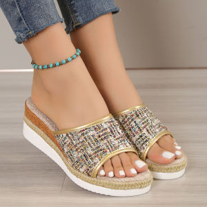 [Free Shipping] In Stock: New Summer Fashion Roman-Style WomenS Sandals Featuring A Wide Strap Thick Sole And Wedge Heel Available In Plus Sizes