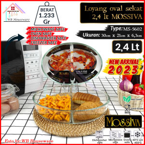 MOSSIVA loyang kaca tahan panas bentuk segi dan oval / wadah saji prasmanan / rectanguler dish / bakeware