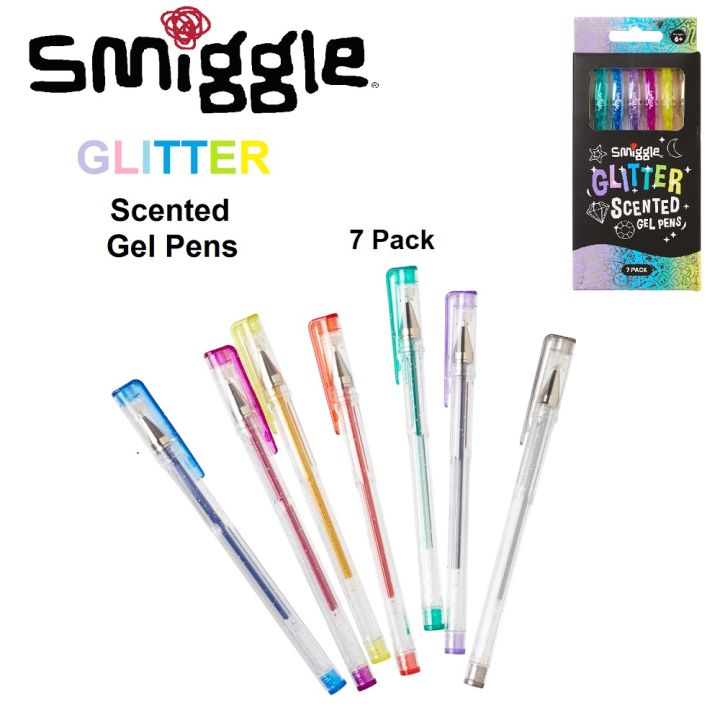 Ori Smiggle Glitter Scented Gel Pens Pack X7 Pulpen Original Lazada