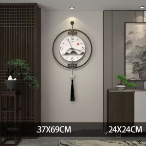 Minimalist Chinese Guest-Greeting Pine Art Wall Clock Hot Sale Home Living Room Simple and Fashion Mute Creative Vintage Clock Decorations