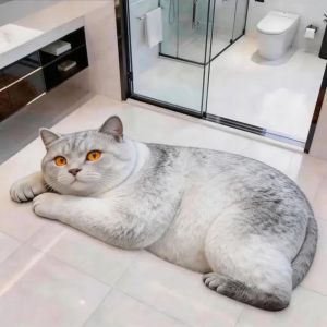 HEFEI Diatomaceous Earth 3D Cat Floor Mat Realistic 40×60CM 50×80CM Bathroom Carpet Cute Washable Bedroom Door Rug Home Decor