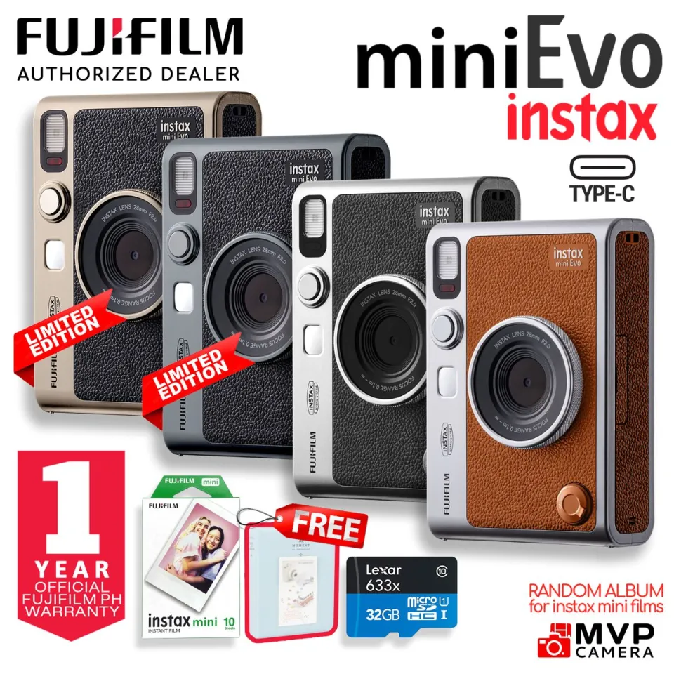 FUJIFILM Fuji Instax Mini EVO Hybrid Instant Black Brown Vintage Type C NEW  Colors MVP CAMERA