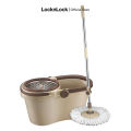 Bộ cây lau nhà vắt 360 độ Lock&Lock Compact Spin Mop - ETM466 - Màu nâu - Thép không gỉ - Hàng chính hãng. 