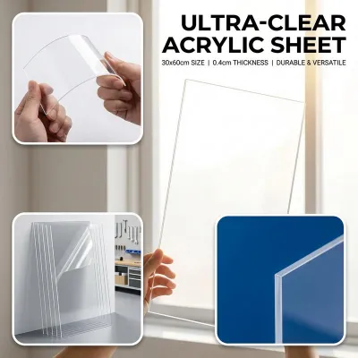 Clear Acrylic Sheet 30*60*0.4cm (1*2ft) Highly Transparent Board with Protective Film - Durable for DIY Crafts Display Projects & Signage 【Local shipping】