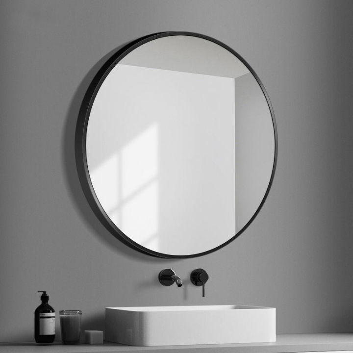 MNS Circular Mirror Round Bathroom Mirror Wall Mirror Pasted Punched