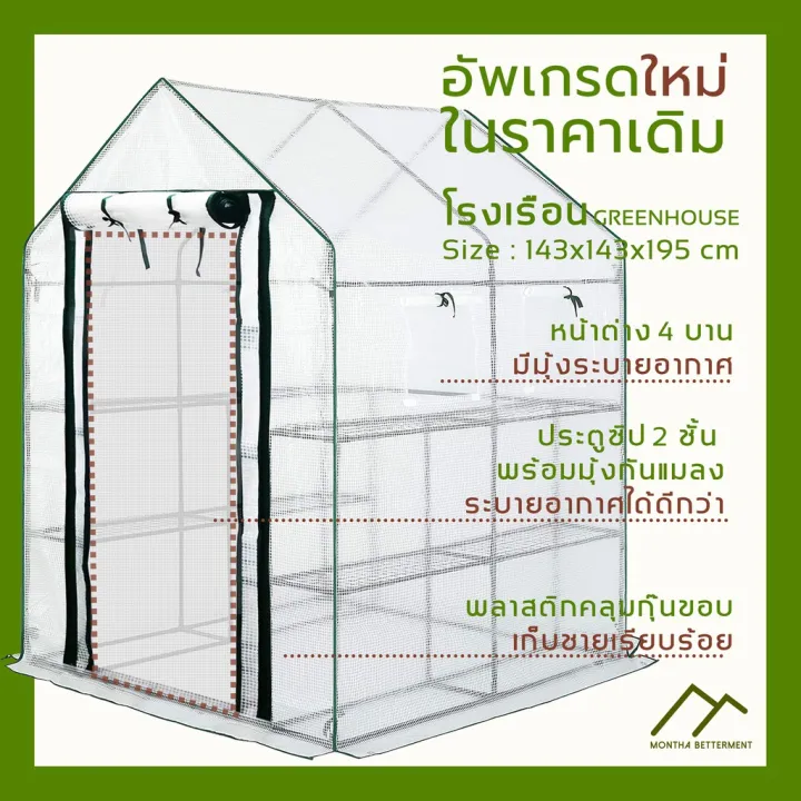 โรงเรือนปลูกพืช Walk-in MGW002WN มีมุ้งที่ประตู