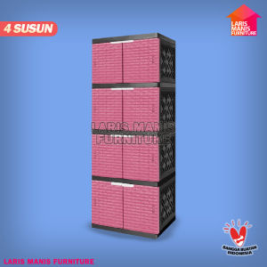 LEMARI PLASTIK 4SUSUN LEMARI PAKAIAN PLASTIK ROTAN BABY AKAKO BAR MURAH MINIMALIS