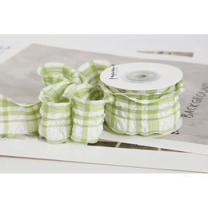 1.5" x 10Yd Bubble Wrinkle Wave Edge Plaid Ribbons for Bridal Bouquets Gifts Wrapping Wedding Decoration DIY Material