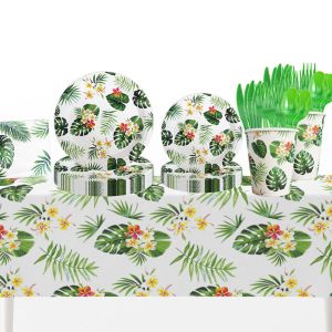 ข้ามพรมแดนใหม่ธีมฮาวายตกแต่งงานเลี้ยงวันเกิดฟางถ้วยกระดาษจานบนโต๊ะอาหารพรรคตกแต่งการจัด