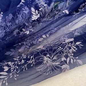 Vải Lưới Xanh Thêu Chỉ Khổ 1m5 - Giãn Nhẹ Mỏng Bồng - May ĐầmÁo Kiểu Pha Phối