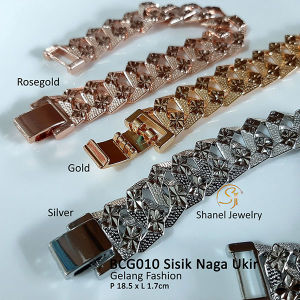 Perhiasan Emas Perak Premium: Gelang Tangan Sisik Naga Ukiran Besar