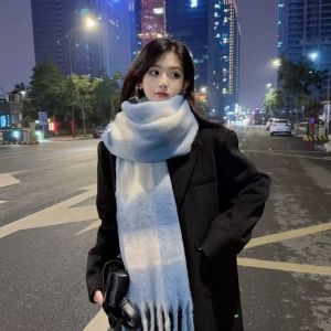 Korean Plaid Winter Scarf Men Women Thick Warm Versatile Student Neck Scarf Winter Outdoors Shawl