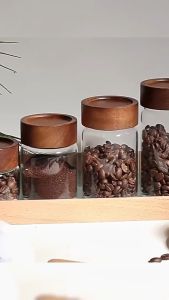 Masely Airtight Glass Storage Jar With Lid Kitchen Food Container for Coffee Beans Spices Condiments