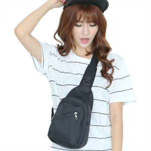 Nylon waterproof womens small chest bag plain color simple carry shoulder bag sports travel casual chest bag
