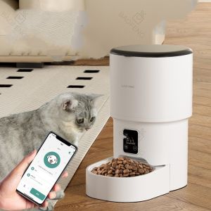 ถาดใส่อาหารแมวและหมา เครื่องให้อาหารอัตโนมัติ 4L WIFI ควบคุมได้จากAPP ตั้งเวลาได้ เครื่องให้อาหารแมว
