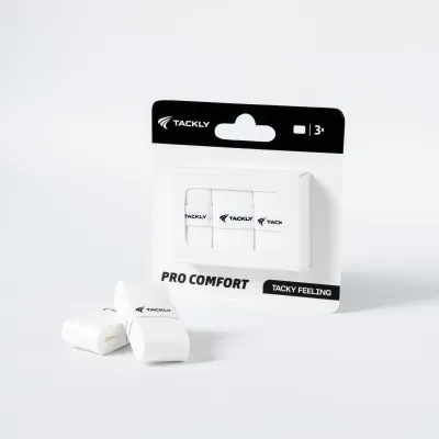 Tackly Pro Comfort Overgrip Pack 3pcs -White Grip Padel Badminton Tennis Pickleball