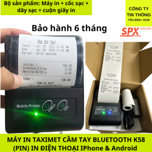 Máy in bill App Taximet kết nối Bluetooth khổ K57mm