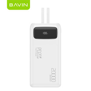 BAVIN PC007S 20000mAh 22.5W PD + QC3.0 Fast Charging Powerbank Built-in Cable for iPh & Type-C for Android Smartphone and Ios Devices