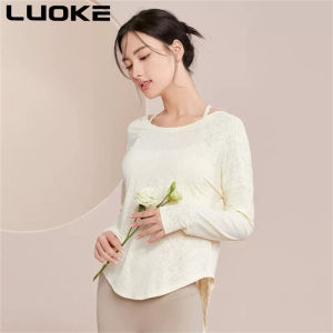 Luokeเสื้อยืดผู้หญิงระบายอากาศสบายเสื้อกั๊กนุ่มยืดหยุ่นสูงรอบปกออกแบบแฟชั่นตัวอักษรภาษาอังกฤษการออกแบบโยคะด้านบนวิ่งกระโดดกีฬาที่เดินทางมาพักผ่อนธรรมดากีฬาสวมใส่ผู้หญิง