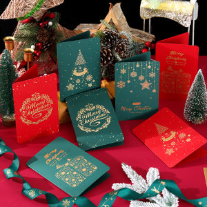 3D Pop UP Christmas Greeting Cards with Envelope Friend Family Blessing Postcard Birthday New Year Christmas Decoration