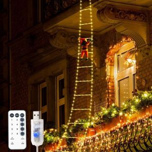 LEBI Christmas Santa Climbing Ladder LED Lights Outdoor Waterproof Decorative String Lights for Holiday Home Decoration