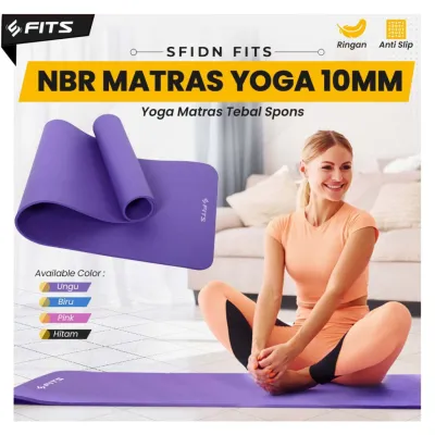 SFIDN FITS Matras Yoga Mat NBR 10mm Karpet Tebal Spons Yogamat