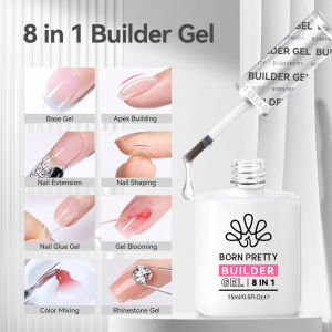 BORN PRETTY 8 in 1 Nail Glue Solid Soft Gel Tips Glue Rubber Base Gel Top Coat Rhinestone Gel Polish Nail Strengthener