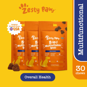 Zesty Paws 8-in-1 Multivitamin Bites for Dogs - Chicken Flavor (10/20/30 Soft Chews) (EXP:09 2027)