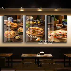 Tranh treo tường bánh mì 5 trang tri decor quán ăn nhà hàng kèm đinh