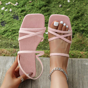 Free Shipping 2026 New Plus-Size Elegant And Comfortable Women’S Flat Sandals With A Single-Strap Design Fashionable
