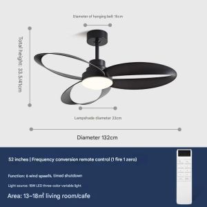 ABS Modern Ceiling Fan Light Minimalist Art Style Commercial Home Bedroom Electric Kipas Siling Dengan Lampu LED 吊扇速度可调