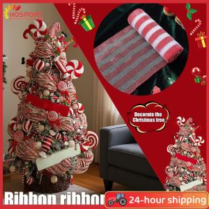 【HOSPORT】2 Rolls Decorative Mesh Ribbon Deco Mesh Rolls Christmas Mesh Ribbon for Wreath Swags and Christmas Tree Decoration
