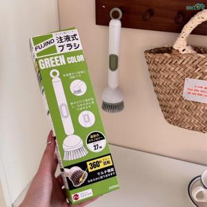 [OKLIFE. SG]Rotatable Head Liquid Storage Dishwashing Brush Refillable Soap Kitchen Pot Sink Cleaning Scrub Brush