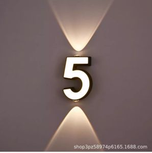 SXH  Modern Minimalist Spotlight Balcony Indoor Outdoor Signpost Road Sign Gate Number Light Waterproof LED House Number Plate Wall Light