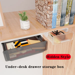 Under Table Desk Drawer Stationary Storage Box Self-adhesive Under-drawer Makeup Holder Laci Bawah Meja
