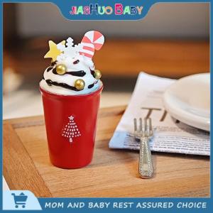JiaShuo Baby Toy 1 12 Dollhouse Christmas Latte Coffee Drink Cup Model Christmas Dollhouse Miniature Coffee Shop Decor Ornament Micro Photo Props