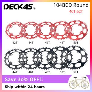DECKAS 104BCD Round Narrow Wide Chainring 40/42/44/46/48/50/52T Chainwheel MTB Mountain Bicycle Crankset Aluminum Chainring 104 BCD