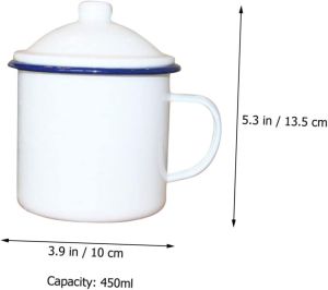 Luxshiny Retro Enamel Water Cup Portable Camping Mug Handle Perfect for Outdoor Camping and Home